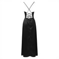 thumbnail image 5 of ZHOGXU Women's Formal Dress Spaghetti Strap Solid Color Backless Side Slit Slim Fashion Elegant Dress For Wedding Evening Party,Black,L, 5 of 5