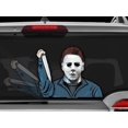 thumbnail image 4 of Masked Michael Serial Killer with Knife WiperTags for Horror fans attaches to rear vehicle wiper blades. Made in USA., 4 of 7