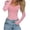 Pink, variant on Musuos Women Solid Color Short T-Shirts Front Cross V-Neck Long Sleeve Off Shoulder Shirts Spring Fall Slim Fit Tops Streetwear
