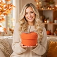 thumbnail image 4 of Halloween Decor, Pumpkin-Shaped Handwoven Storage Basket with Lid, for Halloween Candy Storage and Fall Home Decor, 11.8 x 11.8 x 8.7 in, for Halloween Home Decor, Thanksgiving and Holiday Gift, 4 of 5