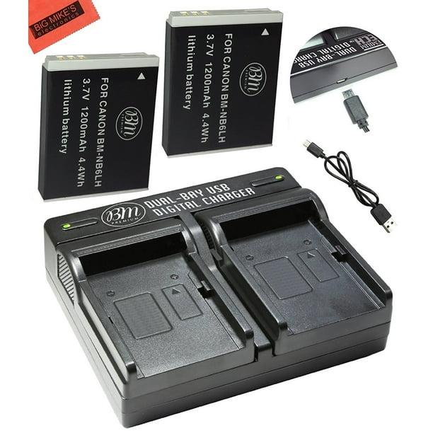 BM Premium 2 NB6L, NB6LH Batteries & Dual Charger for Canon PowerShot