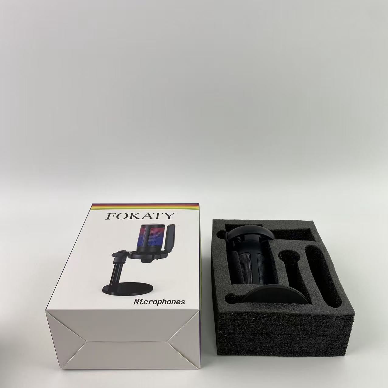 FOKATY Microphones,XLR/USB Dynamic Microphone for Podcast Recording, PC Computer Gaming Streaming Mic with RGB Light, Mute Button