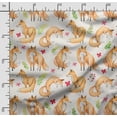 thumbnail image 2 of Soimoi Animals Printed, Cotton Fleece, Fabric by The Yard Sewing DIY Stretch Fabric 56 Inches Wide, WarmFabric for Hats, Coats, Gloves, Blankets, Orange, 2 of 5