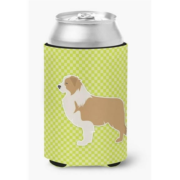 Carolines Treasures BB3822CC Red Border Collie Checkerboard Green Can or Bottle Hugger