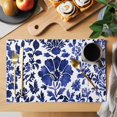 thumbnail image 2 of Blue Flower Placemats Set of 1, Spring Abstract Floral Leaf Vintage Watercolor Non-Slip Place Mats Washable Table Mats for Kitchen Dining Table Decorations Indoor/Outdoor, 2 of 9