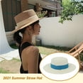 thumbnail image 3 of Minnieouse Sombrero de paja de verano, protección solar de ala ancha, informal, transpirable, senderismo, Picnic, pesca, viaje, gorra protectora solar de Sombreros Blanco Leche Azul NO10 Minnieouse  AP012495-10, 3 of 6