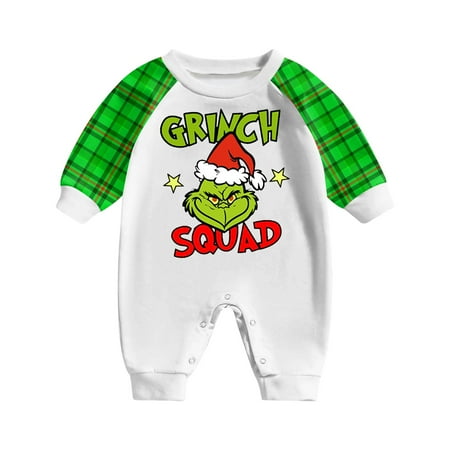 

Gasue Grinch Shirts Christmas Prints Family Matching Long Sleeve Tops+Pants Set Family Matching Sets Christmas Gifts Baby
