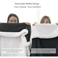 thumbnail image 3 of PHF Waffle Sherpa Bed Blanket King Size, Cozy Warm Reversible Plush Flannel Blanket for Winter, 104" x 90", Black, 3 of 9