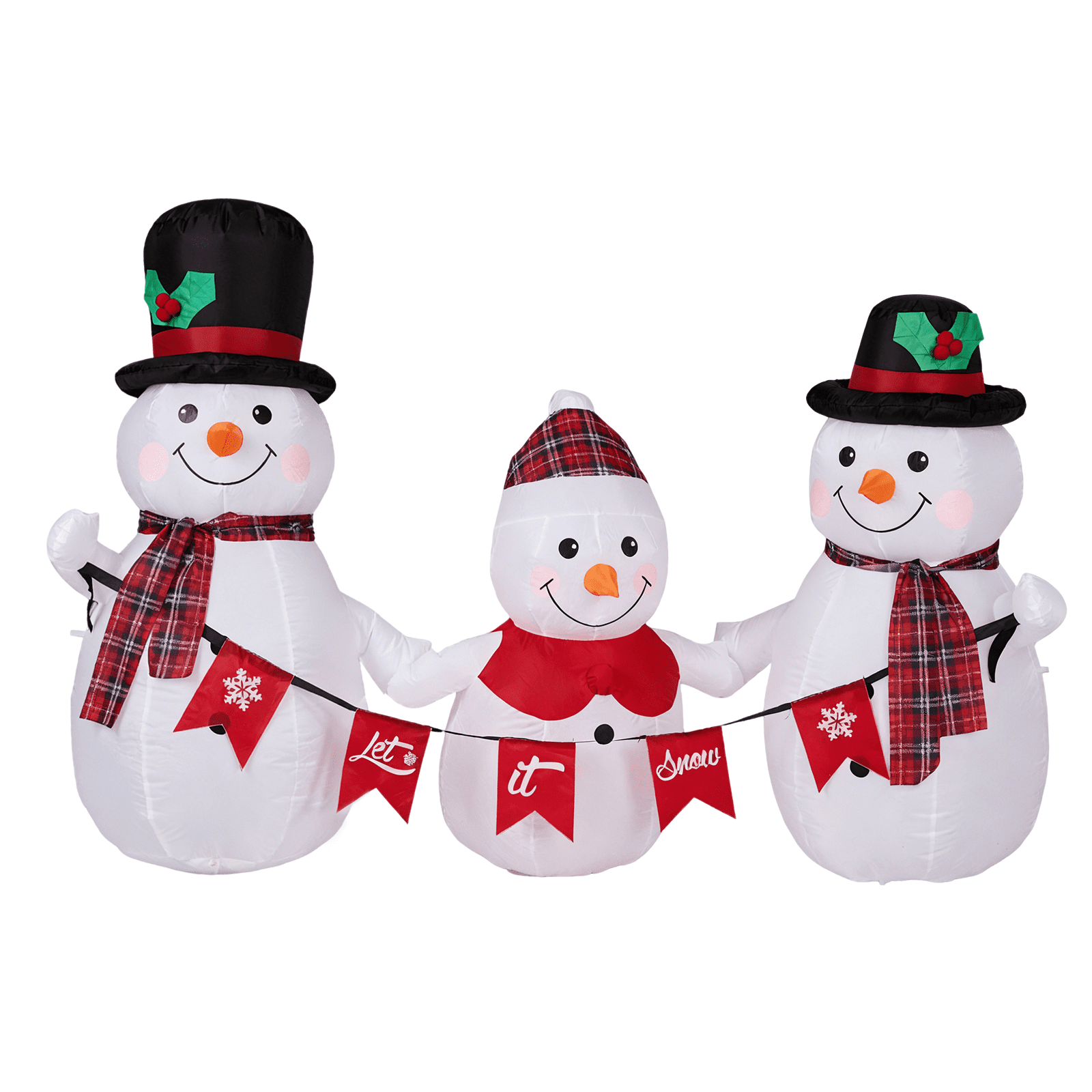 Astoutdoor Lighted Christmas Inflatable Decoration, Snowman Family with Bunting, Built-in LED Lights, 72.8 x 29.5 x 49.2 in