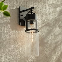 Possini Euro Design Caramela 20" High Modern Outdoor Wall Light Fixture Mount Porch House Weatherproof Black Metal Glass Shade