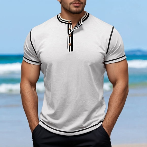 Men Streetwear Crew Neck Short Sleeve T Shirt for Everyday Casual Comfort with Color Block Styling and Soft Blend