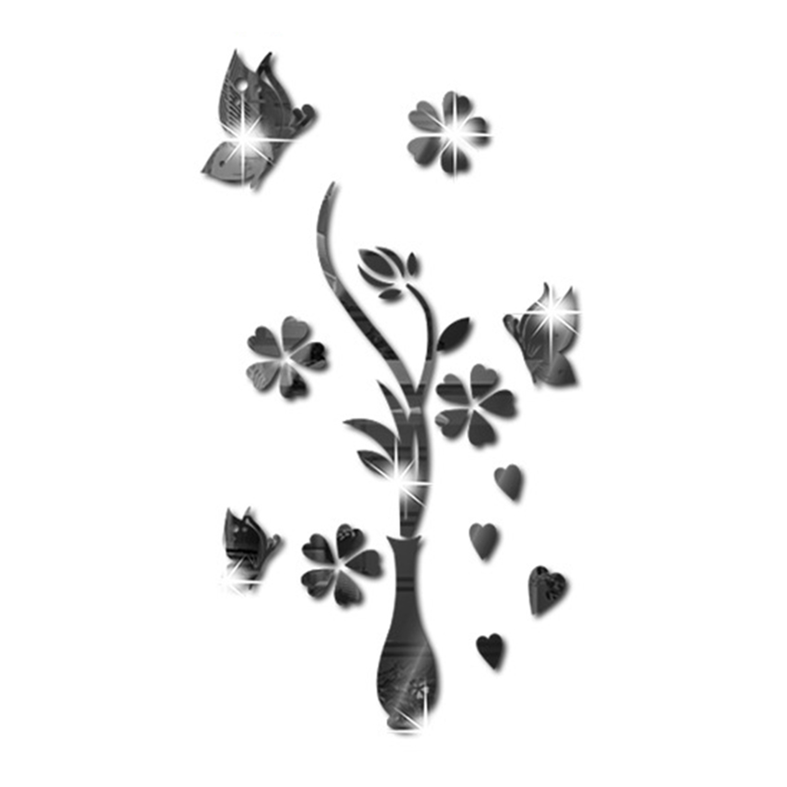 Lomubue Mirror Surface Wall Sticker Charming Acrylic Vase Flower soft-mirror-sticker-big-flexible-mirror-sheets-full-body-mirror-self