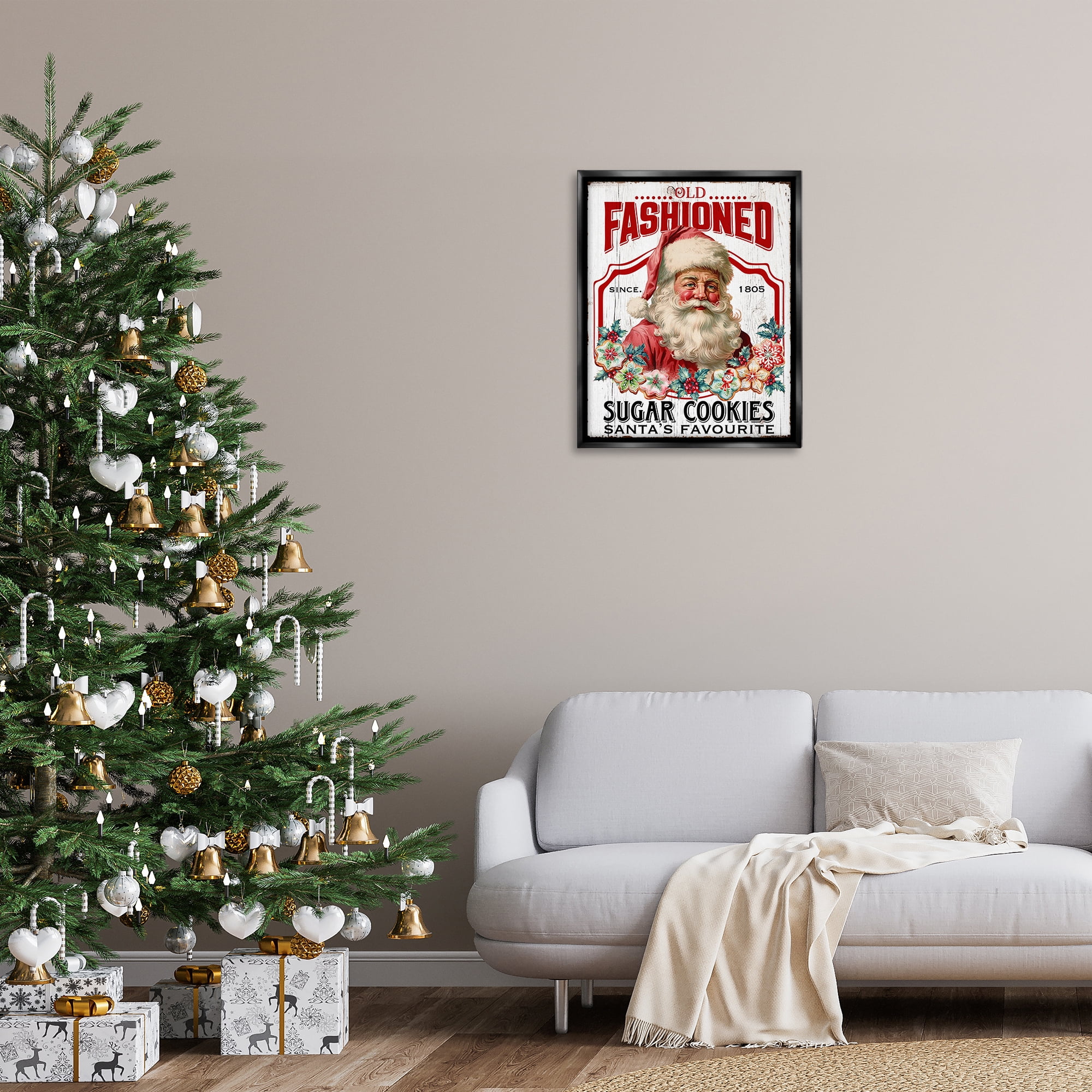 Stupell Industries Old Fashioned Cookies Holiday Painting Black Floater Framed Canvas Art Prints Wall Art, 25 x 31