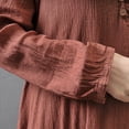 thumbnail image 4 of Vestido largo de algodón y lino informal de dos piezas falsas de corte holgado para mujer y niña AweSitey FS9904-10, 4 of 7