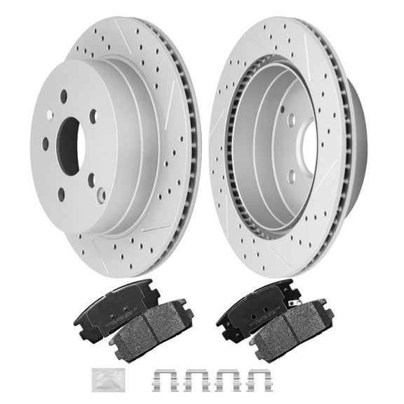 ACB ZONE Rear Disc Drilled Rotors and Ceramic Brakes Pads Set w/Hardware Fit for 2010 2011 2012 2013 2014 2015 2016 2017 Chevy Equinox Gmc Terrain