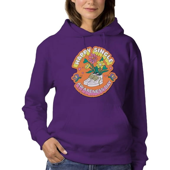 Happy Single Awareness Day! Hoodie Women -Smartprints Designs, Female XX-Large