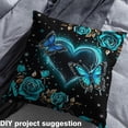 thumbnail image 3 of Erosebridal Valentine's Day Fabric By The Yard,Neon Blue Love Heart Upholstery Fabric,Anniversary Indoor Outdoor Fabric,Butterflies Decorative Fabric,Teal Black,3 Yards, 3 of 5