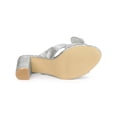 thumbnail image 5 of BLISSFUL STEP Women's Shoes Bow Chunky Heel Slip on Slide Sandals Silver 8.5, 5 of 7