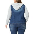 thumbnail image 3 of MODA NOVA Juniors Plus Size Layered Drawstring Hood Denim Jacket Dark Blue 4X, 3 of 6