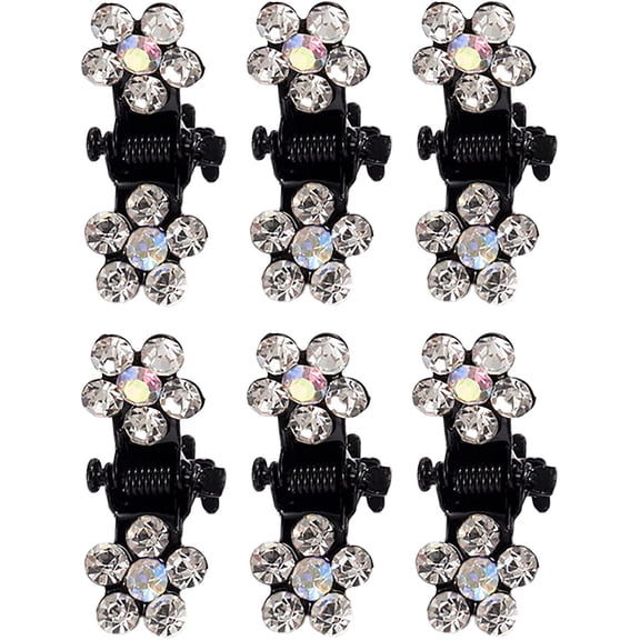Rhinestone ClipsMini No-Slip Jaw Clips Metal Hair Glitter Clips Clamps Teeth Hair Clips Large Hair Clips for Styling Sectioning (K, One Size)