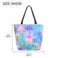 thumbnail image 5 of FORMRS Womens Canvas Tote Bag with Zipper Inner Pocket Shoulder Handbag, Neon Starfish Pattern, 5 of 7