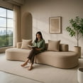 thumbnail image 3 of 110.24" Modern Curved Sectional Sofa Couch, Corduroy Cloud Couch with High-Density Foam, 4-Seat Boneless Sofa with Half Moon Design, Comfy Curved Couches for Living Room (Beige), 3 of 8