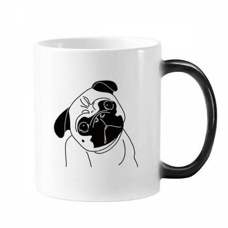 

Black Cartoon Dog Illustration Pattern Changing Color Mug Morphing Heat Sensitive Cup With Handles 350 ml