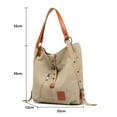 thumbnail image 2 of Bolso de mano de lona, bolso de hombro, bolso de mano para mujer, bolso de mano escolar, mochila convertible, color caqui, 2 of 5