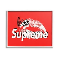 Stupell Industries Kiss Supreme on Red Beauty & Fashion Painting White Framed Art Print Wall Art, 14 x 11