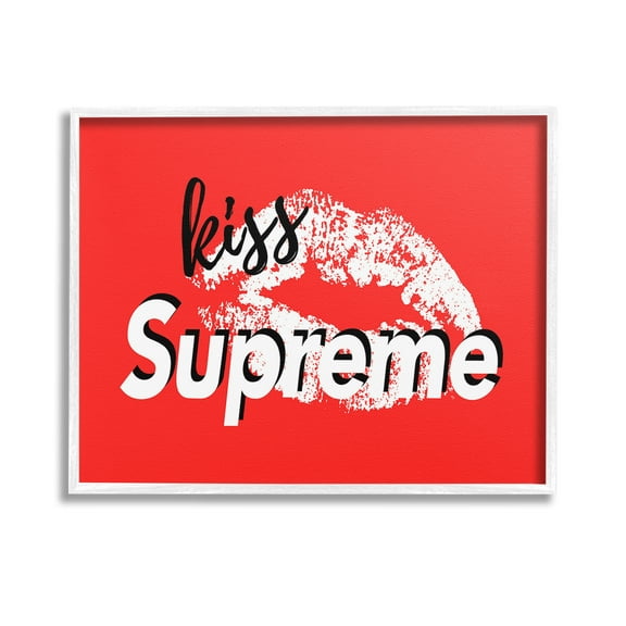 Stupell Industries Kiss Supreme on Red Beauty & Fashion Painting White Framed Art Print Wall Art, 14 x 11