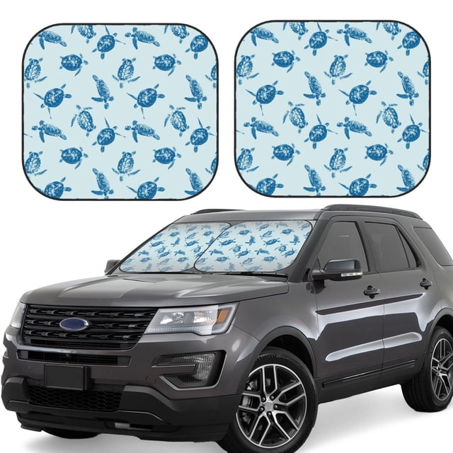 Fotbe Turtle Juego de 2 Piezas de Parasoles para Parabrisas | Bloqueador Solar para Auto | Accesorios Plegables para Protección Solar Interior-Medium