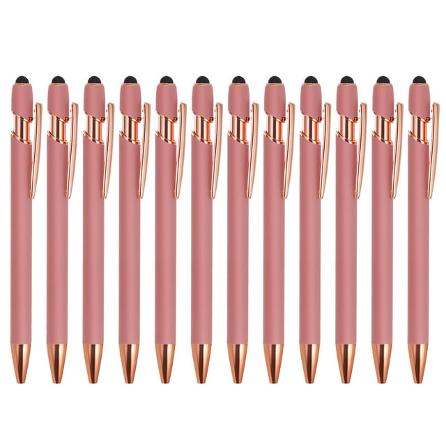 Unique Bargains Stylus Ballpoint Pens, Medium Point, 1.0mm, Black Ink, 12 Pack