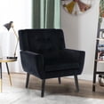 thumbnail image 3 of Glavbiku Modern Soft Armchair Velvet Upholstered Accent Chair with Black Leg for Indoor,Black,Adult, 3 of 12