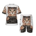 thumbnail image 1 of Fotbe Cat Holding Mugshot Sign Pijama Estampada de 2 Piezas para Niños – Ropa de Dormir de Manga Corta Cómoda para Niños y Niñas, Camiseta y Shorts de Algodón-Medium, 1 of 6