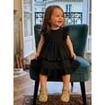 thumbnail image 4 of BemeyourBBs Toddler Baby Girl Summer Dress Outfit Little Girl Sundress Casual Tiered Ruffles Flutter Sleeves A-Line Dress Beach Princess Party Dress Cute Clothes, 4 of 9