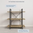 thumbnail image 5 of BELLEZE 3 Tier Modern Rustic Industrial Bookshelf - Hazel (Rustic Oak), 5 of 7