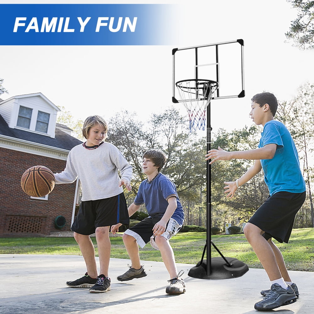 Portable Basketball Hoop System, Adjustable Height 7.5-9.2ft, 32 Inch Shatterproof Backboard with Wheels, Youth Outdoor Indoor Basketball Goal, White