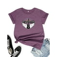 thumbnail image 2 of FIUFY Womens Summer Casual Tops Short Sleeve Tshirt Classic Fit Crew Neck Basic Tees Music and Brand Graphic Shirts, 2 of 6