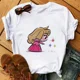 thumbnail image 1 of Camiseta con estampado con dibujo de princesa de Disney para mujer, pantalón corto informal a la moda, camisetas de manga, camisetas con estampado gráfico de dibujos animados de los años 90, 1 of 4