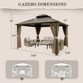 thumbnail image 3 of EAGLE PEAK 12'x 12' Outdoor Patio Hardtop Gazebo with Aluminum Frame, Galvanized Steel Double Roof with Netting and Curtains for Garden, Yard, Lawns, Brown, 3 of 9