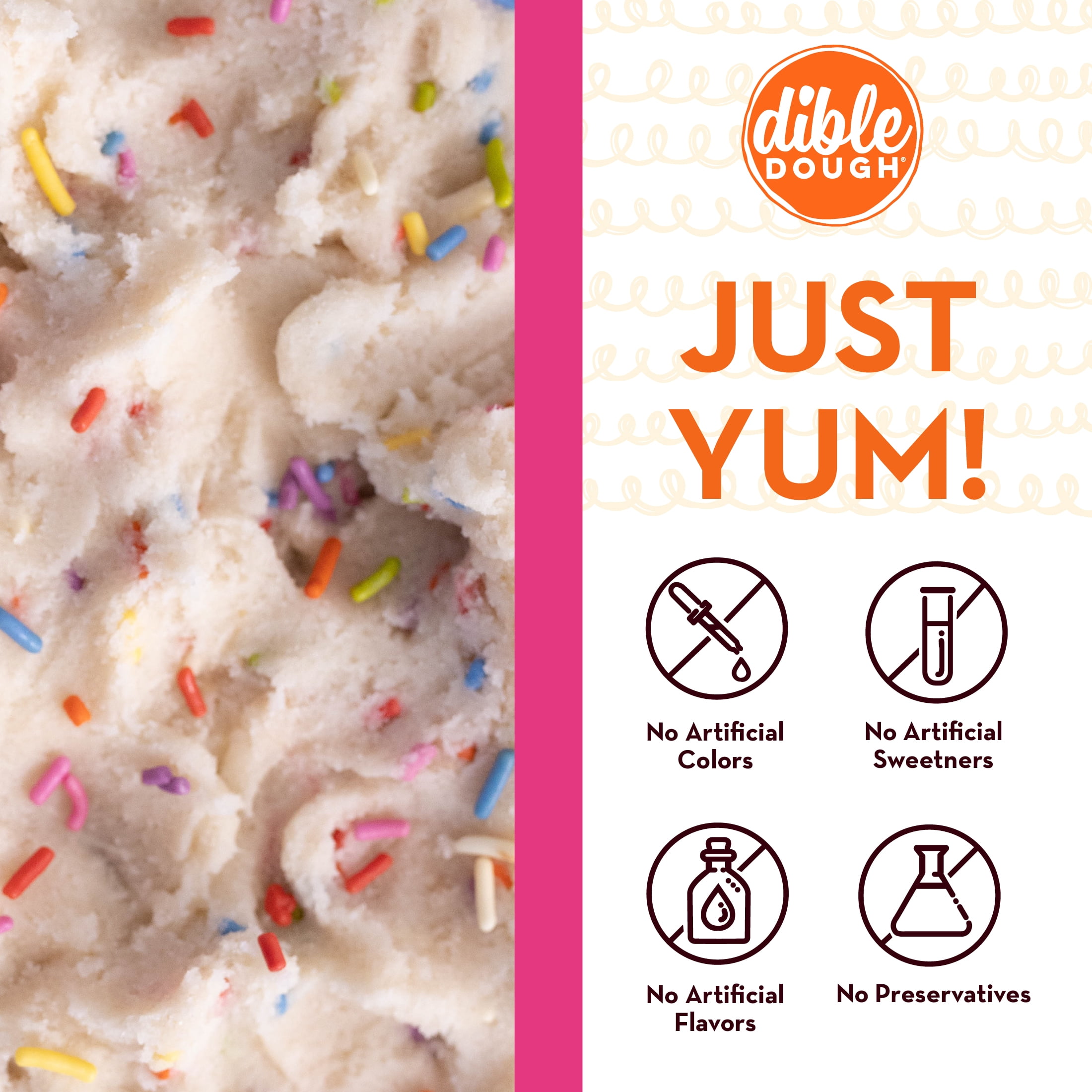 Dible Dough Sugar Cookie with Sprinkles Edible Cookie Dough Bar, Egg-Free Snacks