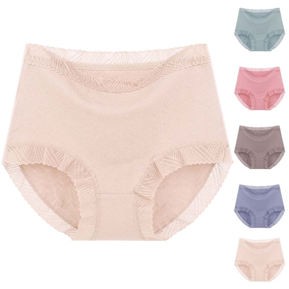 HVOBTTY High Waisted Soft Underwear for Women, Womens Underwear Plus Size, Women's High Waisted Soft Breathable Panties Stretch Briefs Seamless Ladies Briefs Beige, XXXXL