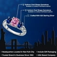 thumbnail image 2 of Gem Stone King 925 Sterling Silver Pink Moissanite and Blue Created Sapphire Filigree Style 3 Stone Ring for Women (2.58 Cttw, Oval 8X6MM and 6X4MM, Available in Size 5, 6, 7, 8, 9), 2 of 6