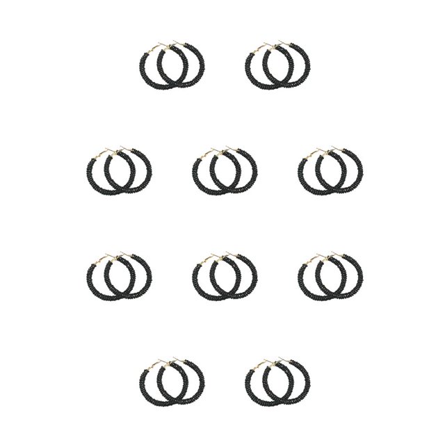 Jumpingount 1 par de pendientes de cuentas exquisitos redondos universales gotas para los oídos accesorio de moda día de san valentín para Negro/6CM 10Conjunto