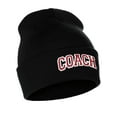 thumbnail image 2 of I&W Sports Team Coach Arch Letters Winter Knit Cuffed Beanie Hat, Black Beanie White Red, 2 of 2