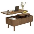 thumbnail image 2 of GDF Studio 36" Lift Top Wooden Coffee Table, Fluted Convertible Dining Table with Hidden Storage, Space Saving, Walnut, 2 of 19