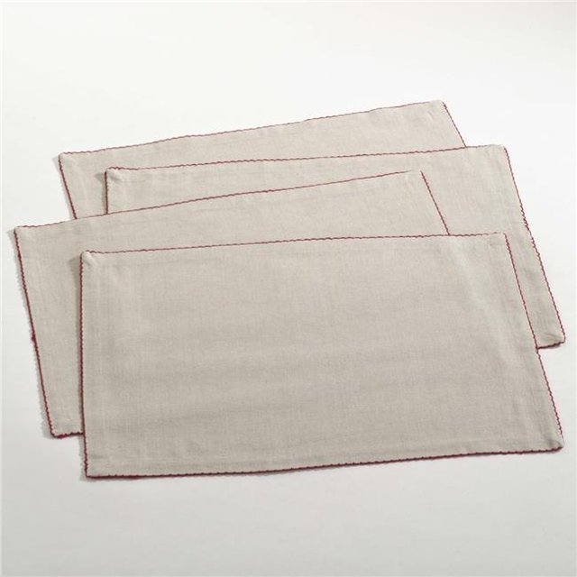Saro Lifestyle 105.R1420B Crochet Festonné Linge de Table Design&44; Rouge - Lot de 4