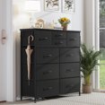 thumbnail image 3 of GIKPAL Fabric Dresser with Wood Top, Storage Tower for Bedroom & Closet, PU Black, 3 of 10