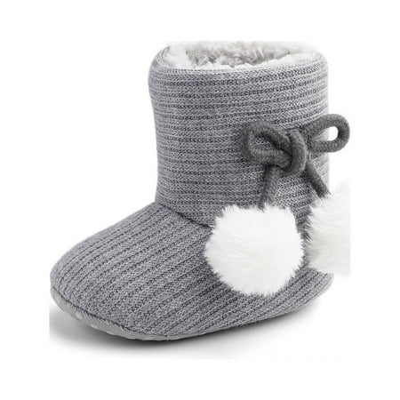 

bangyoudaoo Newborn Baby Cotton Booties Stay on Slipper Winter Warm Soft Shoes Non-Skid Infant Ankle Boots Crib Shoes