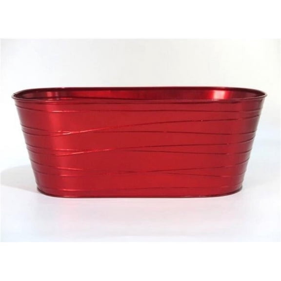 MDR Trading Inc. AI-GA3465CCR_Q01 Red With Lines Metal Planter